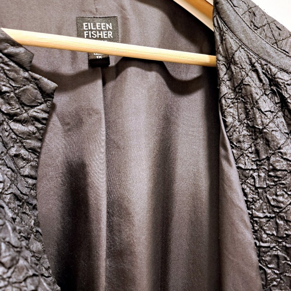 Eileen Fisher Silk Textured Long Sleeve Jacket Magnetic Closure Size 1X - Picture 7 of 11